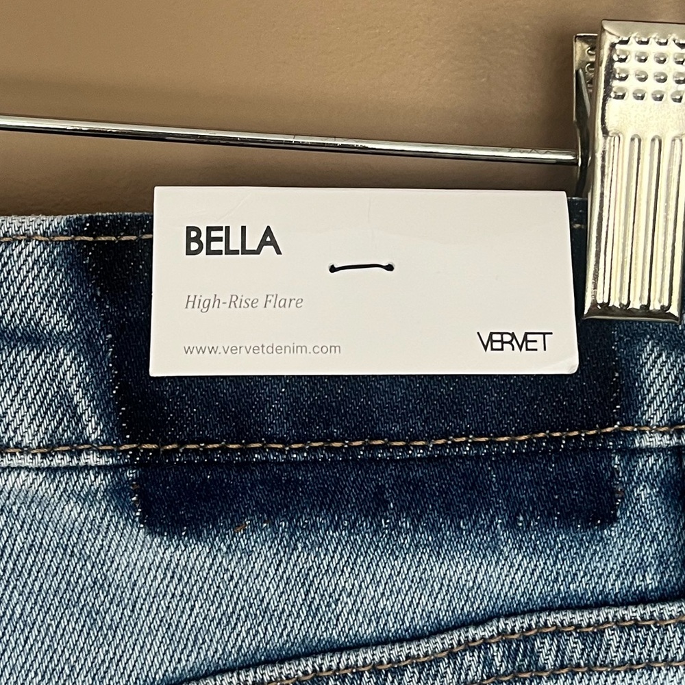 {Vervet} Bella High-Rise Flare Distressed Jeans in Blue - Womens 27 - NWT - Picture 8 of 13